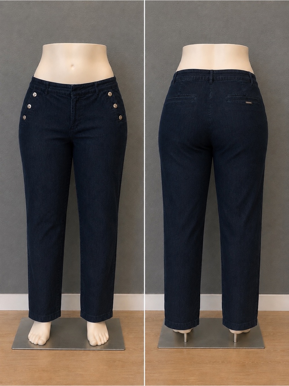 Nine West Pants Womens Denim Trouser Straight Leg Siz 16 Modern Classic